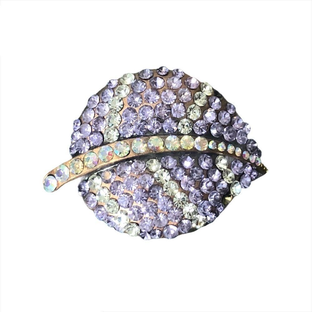 Vintage Rhinestone Leaf brooch